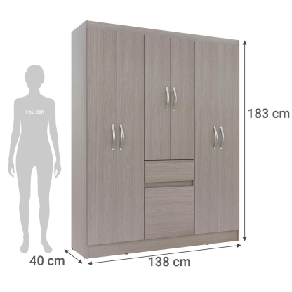 Clóset 6 Puerta(s) 1 Cajón(es) 1 Repisa(s) 138x183x40 cm Vainilla
