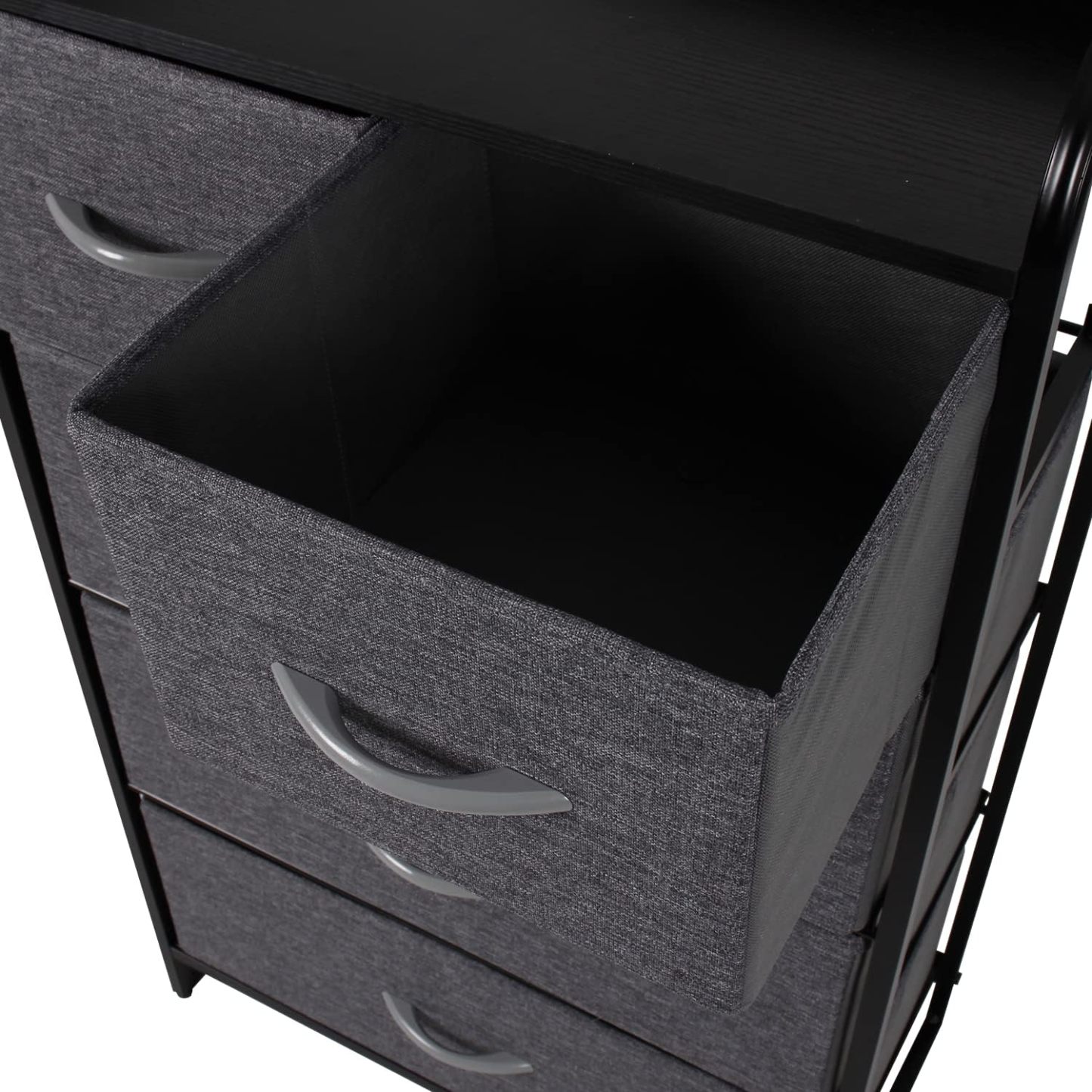 MU:4LIFE Cómoda De 5 Cajones Almacenamiento para Hogar Y Oficina, Organizador Cajonera De Estructura Metal y Cajones De Tela Lino Poliéster y Tela No Tejida (Gris Claro)