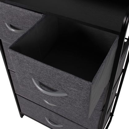 MU:4LIFE Cómoda De 5 Cajones Almacenamiento para Hogar Y Oficina, Organizador Cajonera De Estructura Metal y Cajones De Tela Lino Poliéster y Tela No Tejida (Gris Claro)
