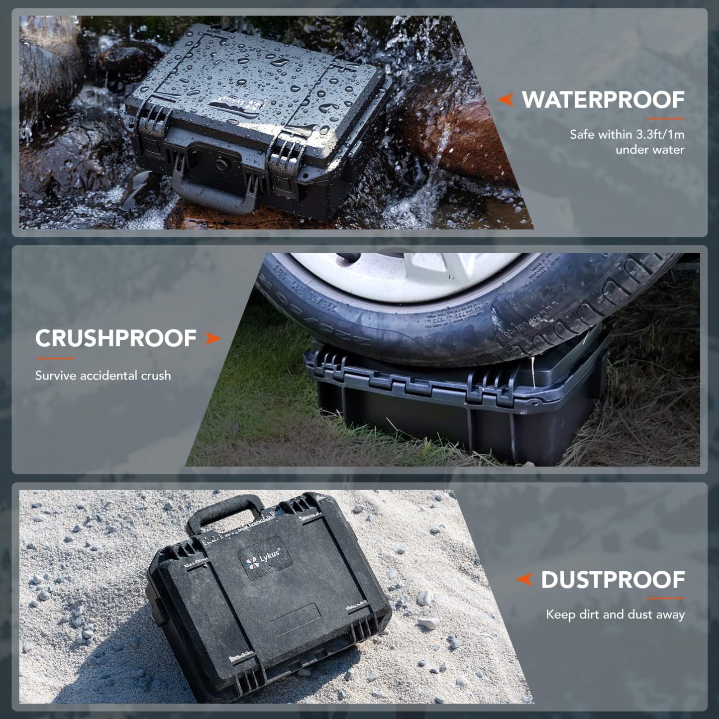 Lykus HC-3810 MaletÃ­n/Maleta/Estuche/Case Impermeable con Espuma, TamaÃ±o Interior 38x28x13.5 cm, Adecuado para CÃ¡mara RÃ©flex, Dron PequeÃ±o, VideocÃ¡mara, CÃ¡mara de AcciÃ³n y MÃ¡s