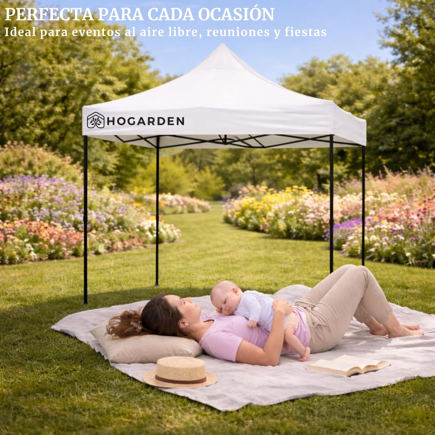 Carpa Plegable, 2x2 m, Acero Inoxidable, Impermeable, ProtecciÃ³n UV 99%, Altura Ajustable 4 Niveles, Variedad de Colores (Blanco)