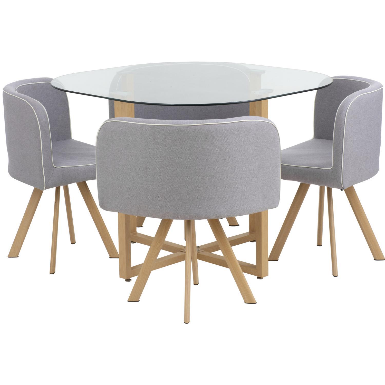 Comedor Graph 4 Sillas Mesa Rectangular 100x100x75 cm Natural/Transparente