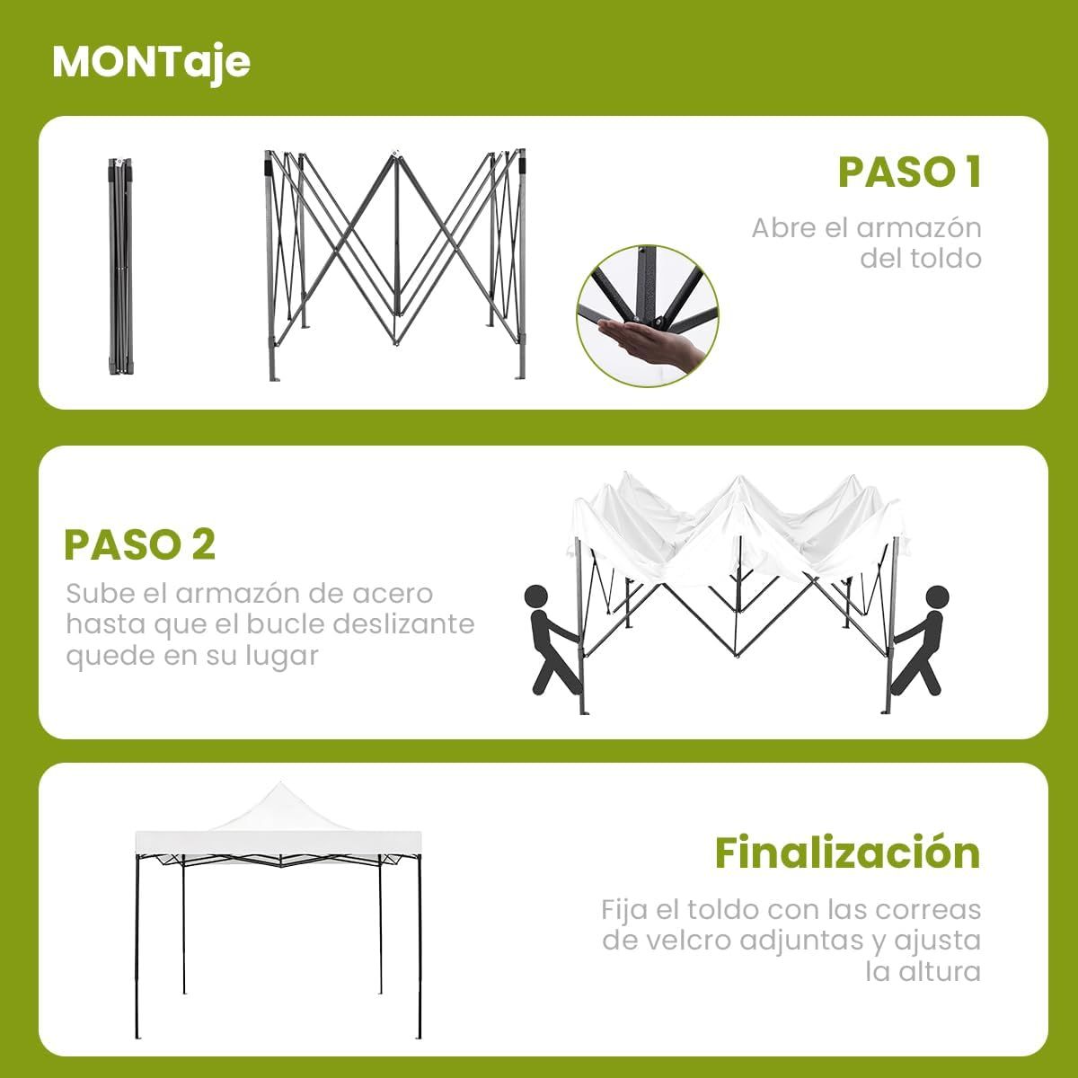 Carpa Plegable 3 x 3 m, Toldo de jardÃ­n Impermeable, Carpas para Exteriores Pergola,Cenadores para Jardin Fiesta Camping Playa