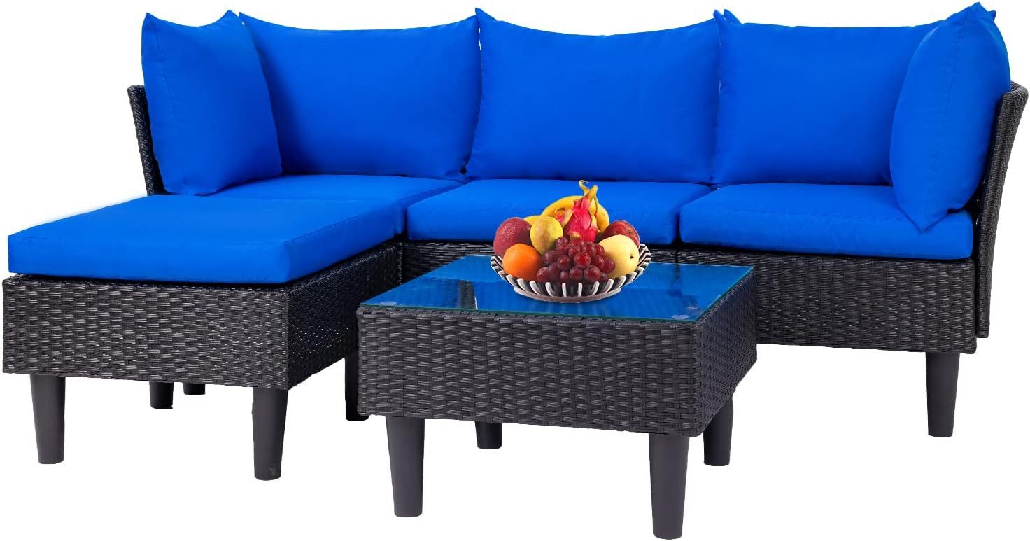 FDW - Juego de 4 muebles para exteriores, juego de conversación de mim