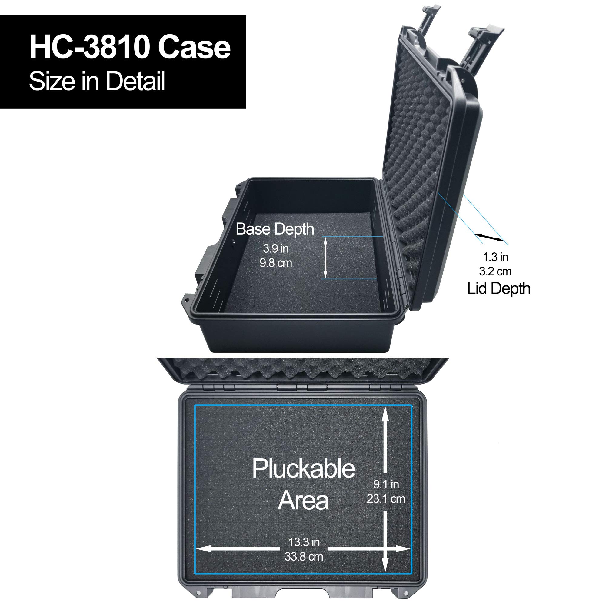 Lykus HC-3810 MaletÃ­n/Maleta/Estuche/Case Impermeable con Espuma, TamaÃ±o Interior 38x28x13.5 cm, Adecuado para CÃ¡mara RÃ©flex, Dron PequeÃ±o, VideocÃ¡mara, CÃ¡mara de AcciÃ³n y MÃ¡s