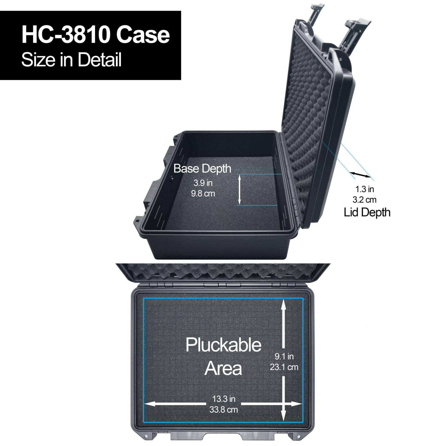 Lykus HC-3810 MaletÃ­n/Maleta/Estuche/Case Impermeable con Espuma, TamaÃ±o Interior 38x28x13.5 cm, Adecuado para CÃ¡mara RÃ©flex, Dron PequeÃ±o, VideocÃ¡mara, CÃ¡mara de AcciÃ³n y MÃ¡s