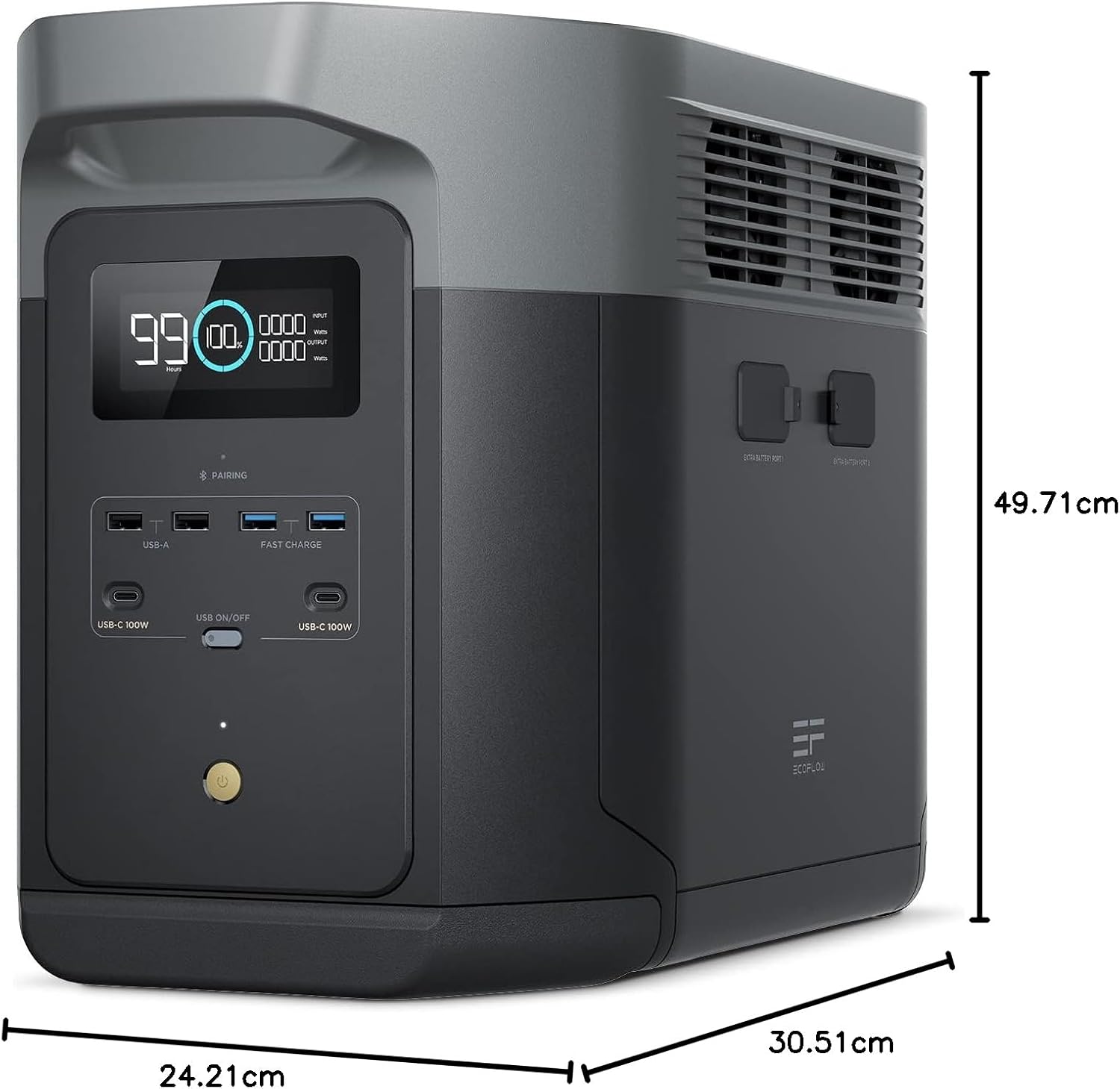 EcoFlow 2048Wh Estación de Energía Portátil DELTA 2 Max, Batería LFP de Expandible a 6 kWh, Carga Completa en 1 Hora, Potencia de Hasta 3100W, Generador Solar Silencioso para Hogar, Camping, RV