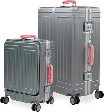 Set de 2 Maletas Premium 20 y 26 Pulgadas Equipaje de mano Con Candado TSA Compartimiento Para Laptop USB Ruedas Giratorias (Rojo)-#17011001901303020502#