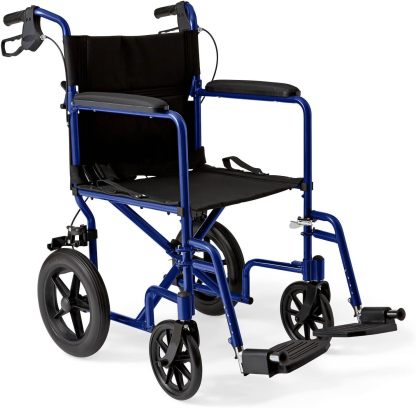 Medline - Silla de ruedas plegable para adultos con freno de mano, Rojo