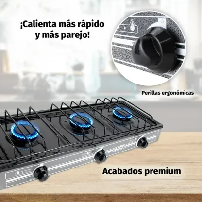 Combo TRIPLE FAMA Estufa 3 Quem, kit conexión y Tanque Super Flama Combo TRIPLE FAMA Estufa 3 Quem, kit conexión y Tanque