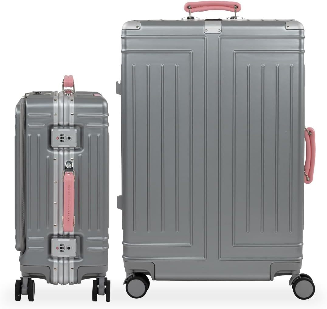 Set de 2 Maletas Premium 20 y 26 Pulgadas Equipaje de mano Con Candado TSA Compartimiento Para Laptop USB Ruedas Giratorias (Rojo)-#17011001901303020502#