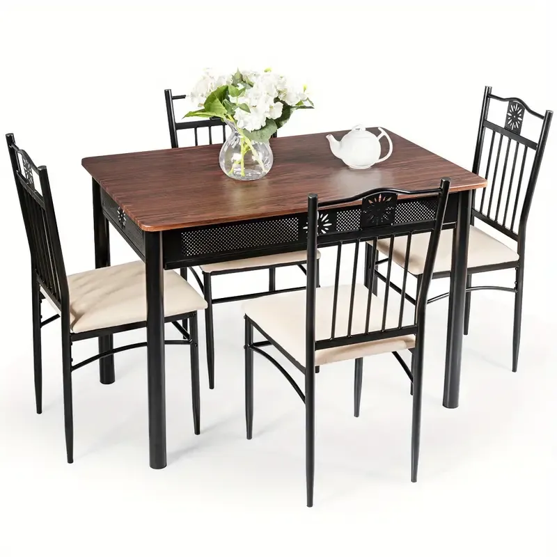 Conjunto de comedor Lifezeal de 5 piezas, mesa de metal y 4 sillas, muebles de cocina y desayuno.