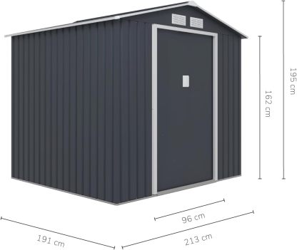 TOPLIVING Cobertizo de Almacenamiento Exterior de Metal, Bodega Exterior para Herramientas, Armario para Jardín Multiusos Metálico 213x191x195 cm Color Gris