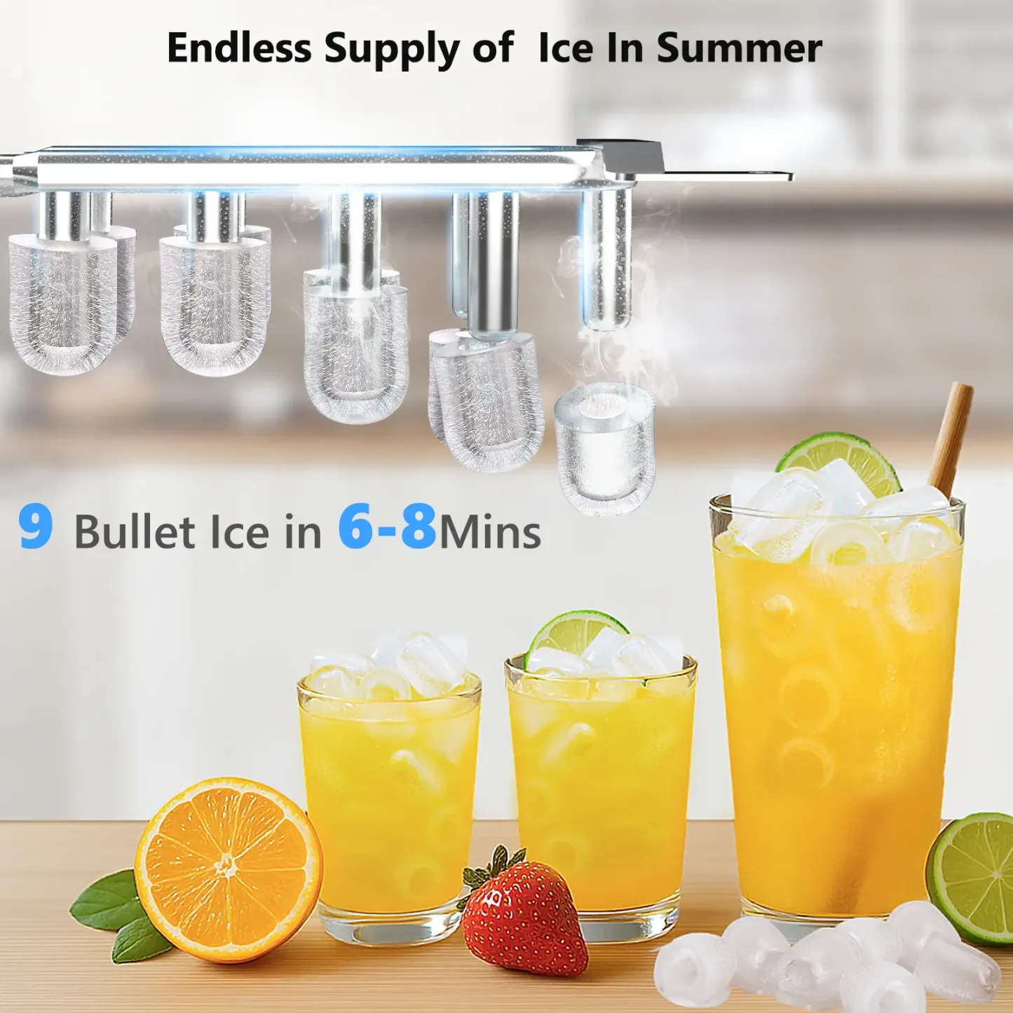 Dispensador de agua con función de fabricación de hielo, enfriador de agua fría y caliente de carga superior para botellas de 5 galones — Incluye seguro de seguridad para niños.