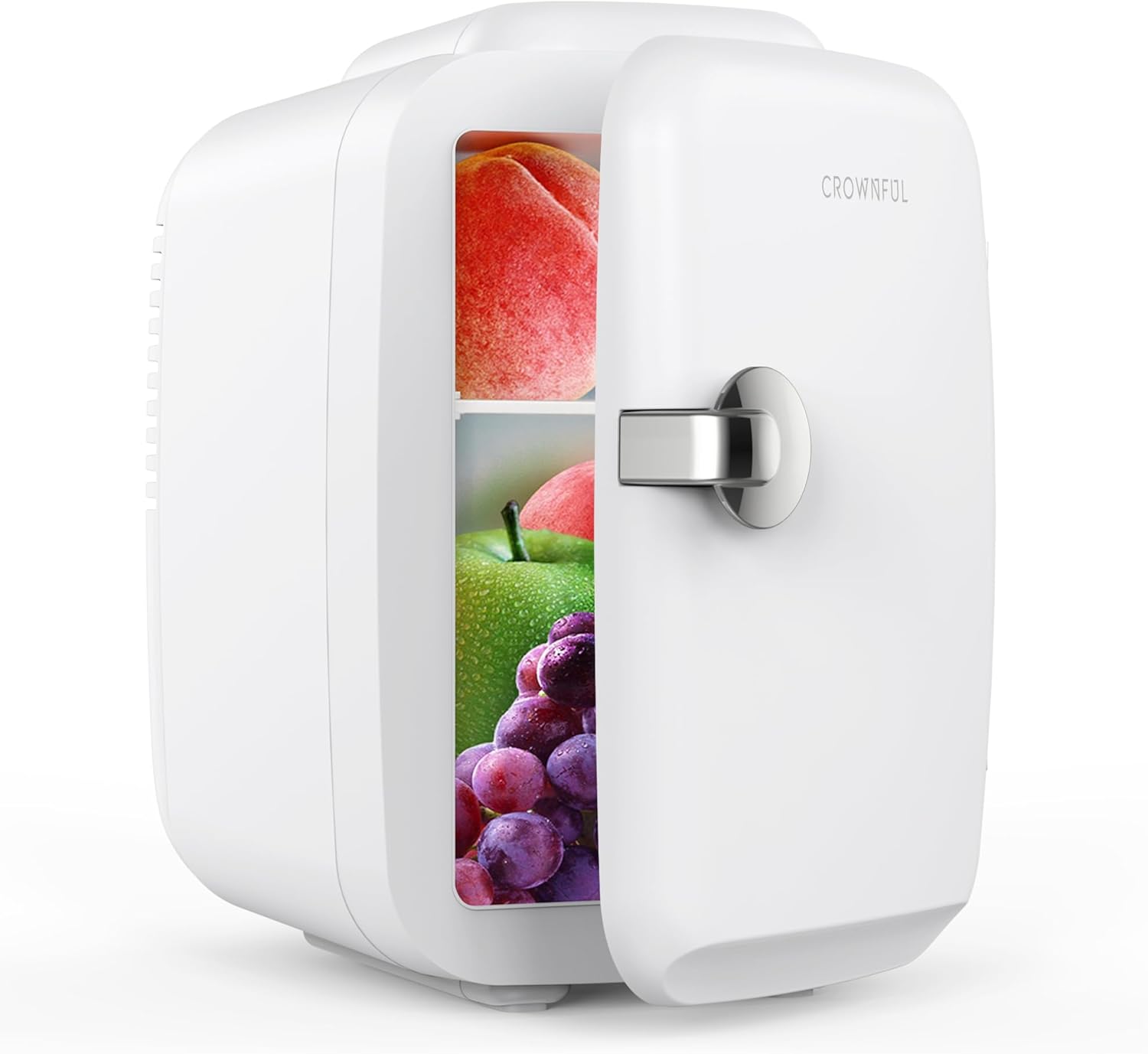 CROWNFUL Mini nevera, 4 litros/6 latas, cosméticos, alimentos, medicamentos,dormitorio,oficina, coche,refrigerador portátil y calentador personal para el cuidado de la piel(Negro mate)