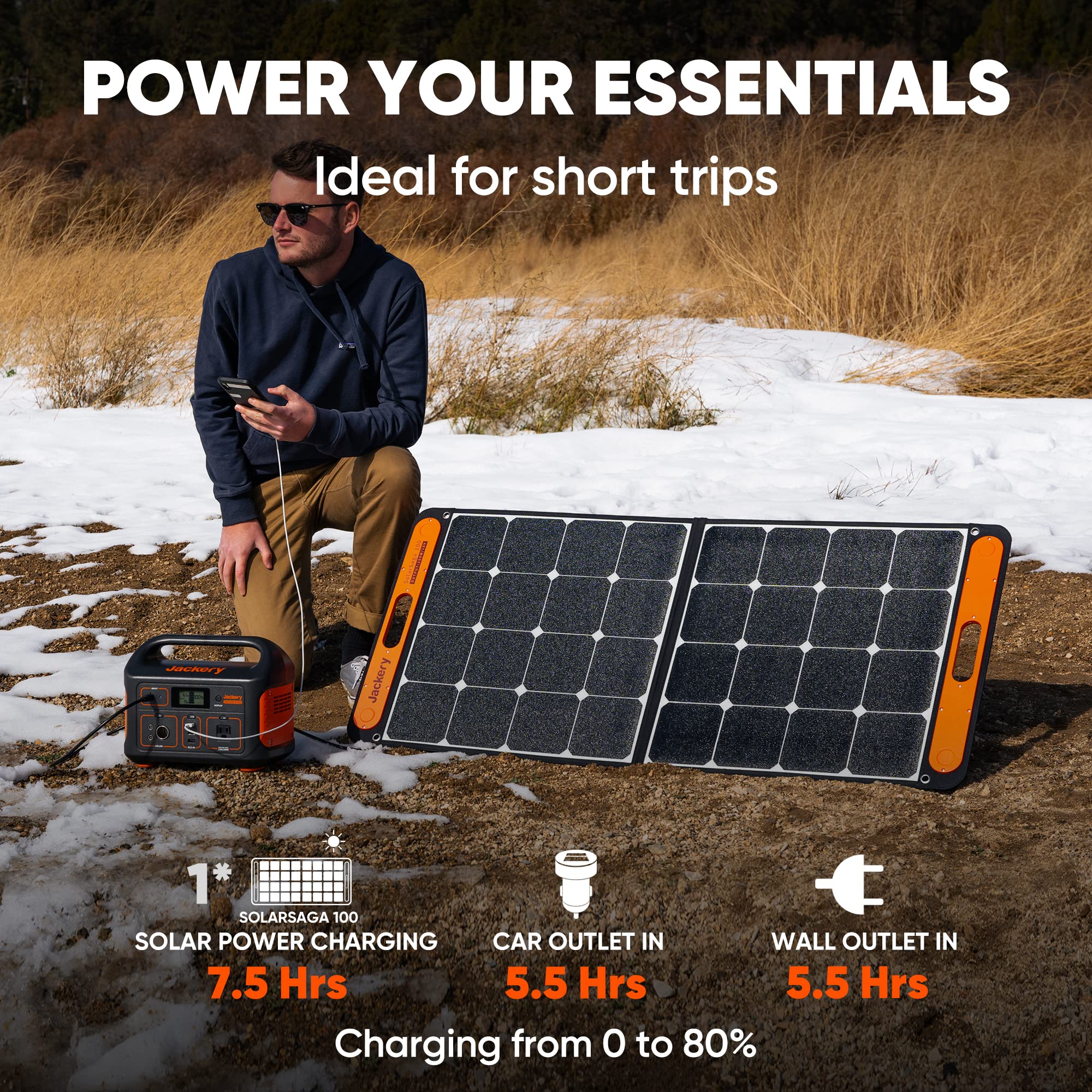Jackery - Central de energÃ­a portÃ¡til Explorer 500, 518 Wh generador solar para exteriores, paquete de baterÃ­a de litio mÃ³vil con salida de CA de 110 V/500 W para uso domÃ©stico, respaldo de