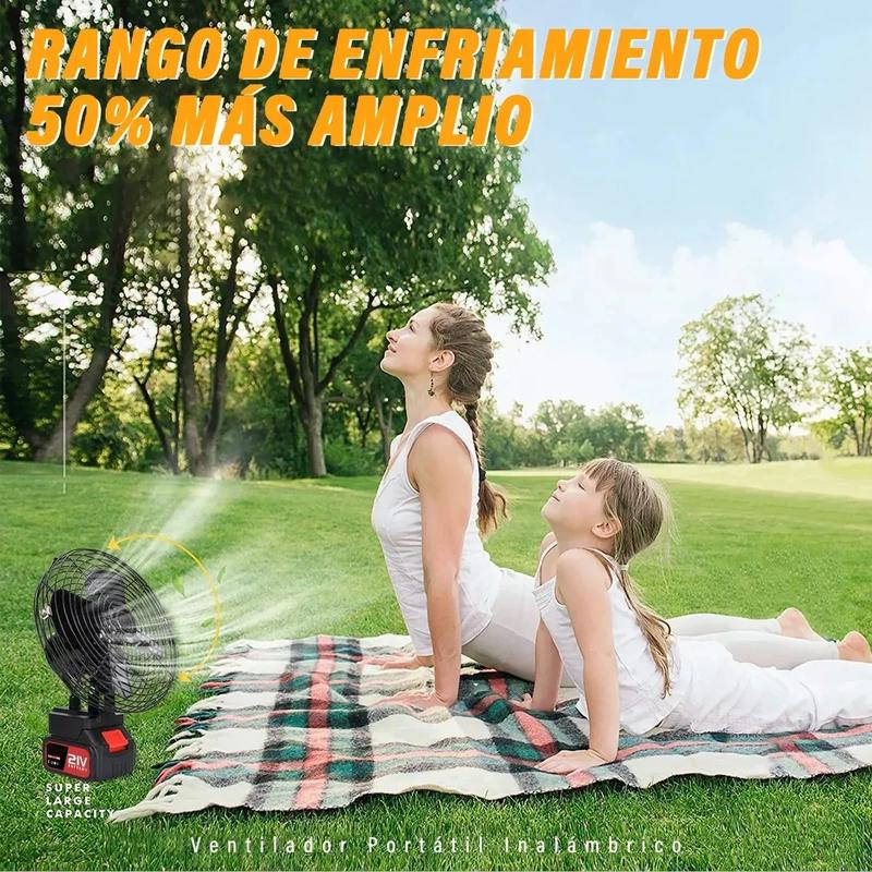 【Producto Viral】Conjunto de Ventilador Portátil de Metal Inalámbrico y Luz LED Recargable