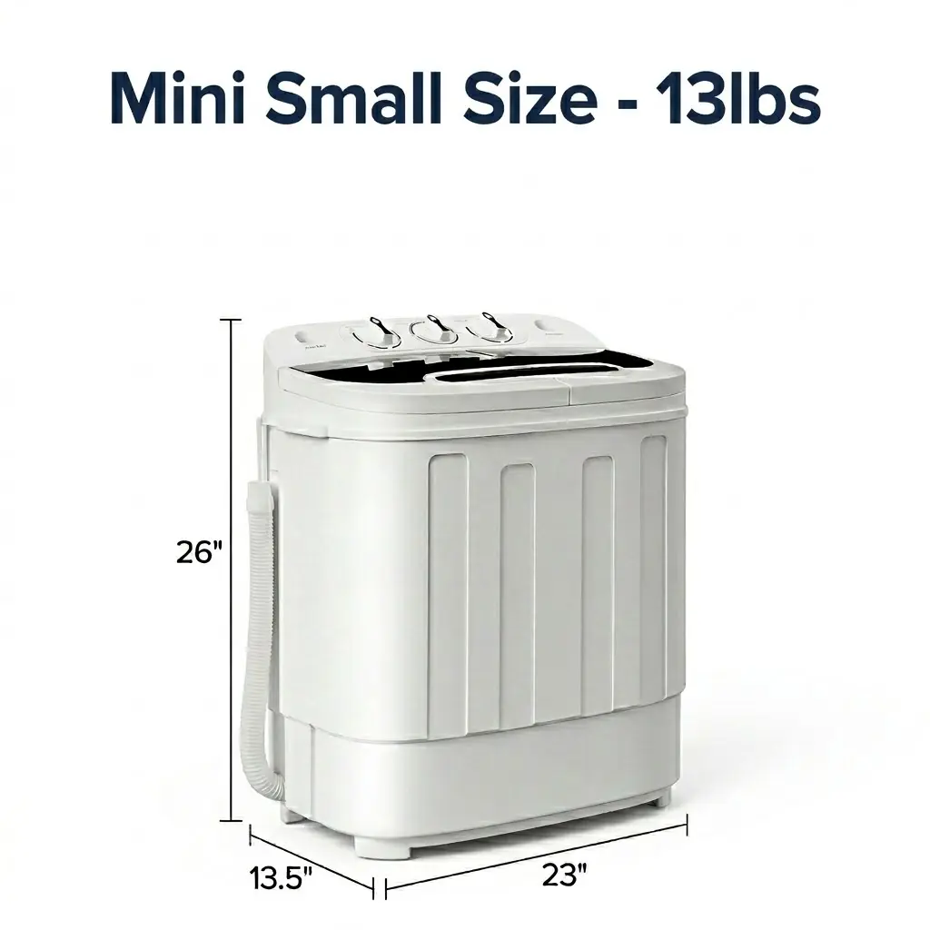 Lavadora 2 Tinas Portátil con Motor Silencioso + Temporizador + 100 Ganchos Gratis