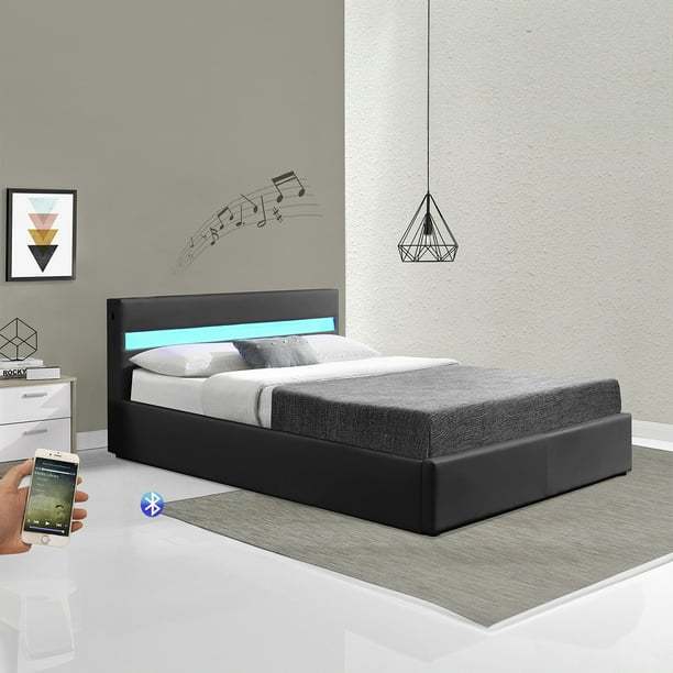 Base King Size Led Almacenamiento Y Bluetooth Bossa Galaxy