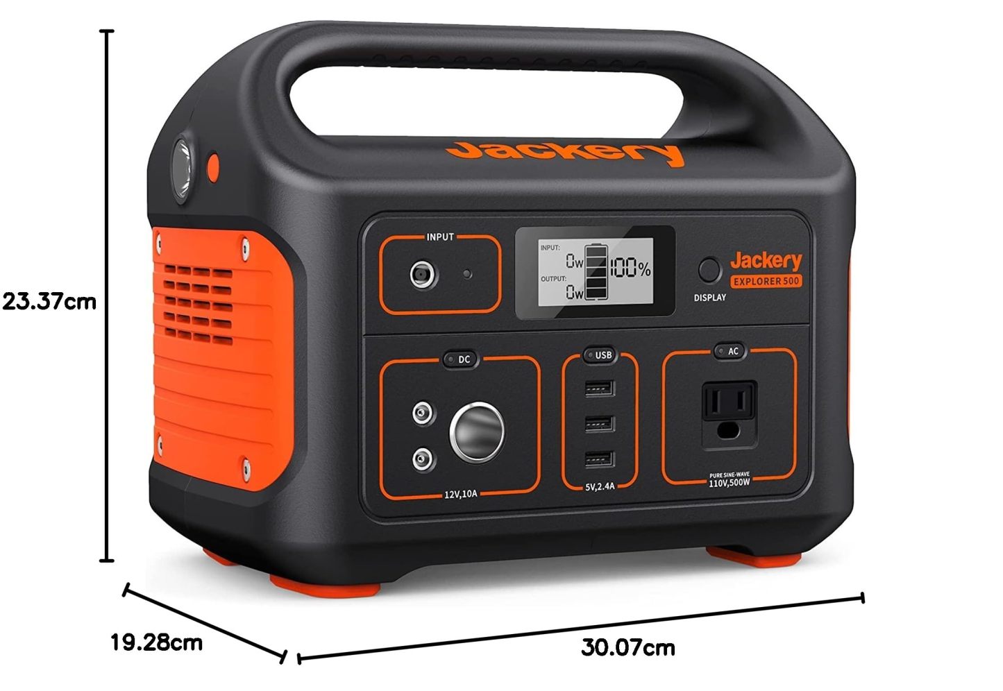 Jackery - Central de energÃ­a portÃ¡til Explorer 500, 518 Wh generador solar para exteriores, paquete de baterÃ­a de litio mÃ³vil con salida de CA de 110 V/500 W para uso domÃ©stico, respaldo de