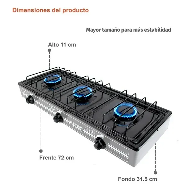 Combo TRIPLE FAMA Estufa 3 Quem, kit conexión y Tanque Super Flama Combo TRIPLE FAMA Estufa 3 Quem, kit conexión y Tanque