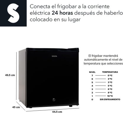 SIGNA Frigobar 46L (1.6 pies cubicos) Mini Refrigerador Compacto Negro Refrigerador Pequeño Con congelador de Acero Inoxidable Ideal Para Espacios Pequeños Frigobar Mini Multifuncional