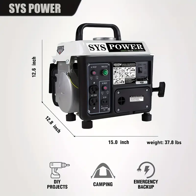 Generador portátil de 1000 W, generador pequeño para acampar al aire libre, ultraligero, compatible con la EPA