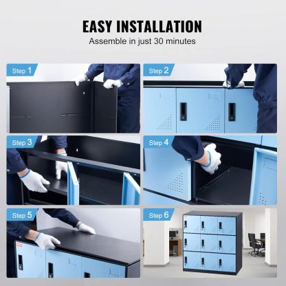 Metal Storage Cabinet with Wheels, 75'' Locking Steel Storage Cabinet with 2 Magnetic Doors and 4 Adjustable Shelves for Office, Garage, Home