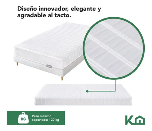 Colchon Individual En Caja Estructura De Resortes Blanco Kingshouse Espuma De Alta Densidad Memory Foam Antiacaros Hipoalergenico Peso Soportado 120kg Firmeza Comodidad Descanso Poliester