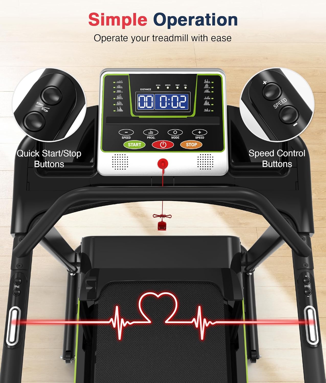 Redliro - Cinta de correr para caminar con pasamanos largos para equilibrio, mÃ¡quina de ejercicio de recuperaciÃ³n de fitness, plegable para uso domÃ©stico con soporte para telÃ©fono y taza