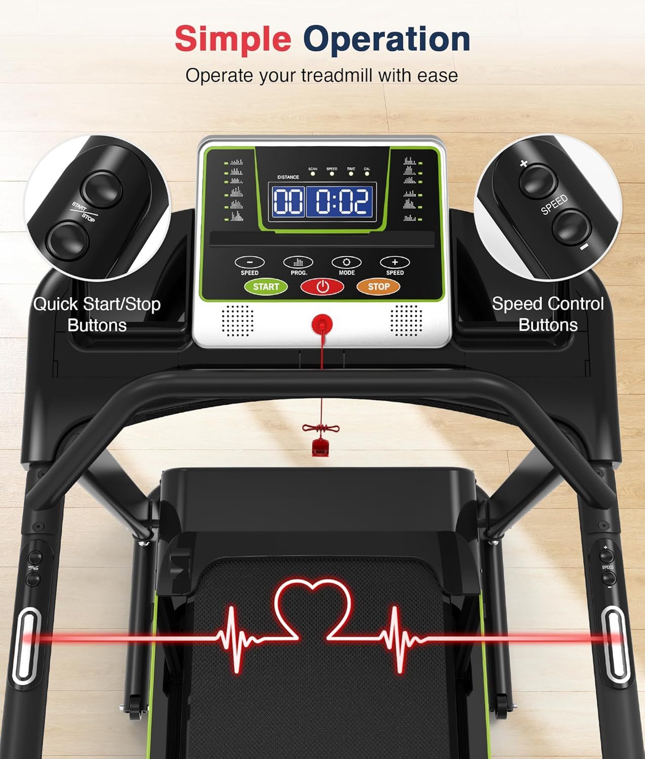 Redliro - Cinta de correr para caminar con pasamanos largos para equilibrio, mÃ¡quina de ejercicio de recuperaciÃ³n de fitness, plegable para uso domÃ©stico con soporte para telÃ©fono y taza