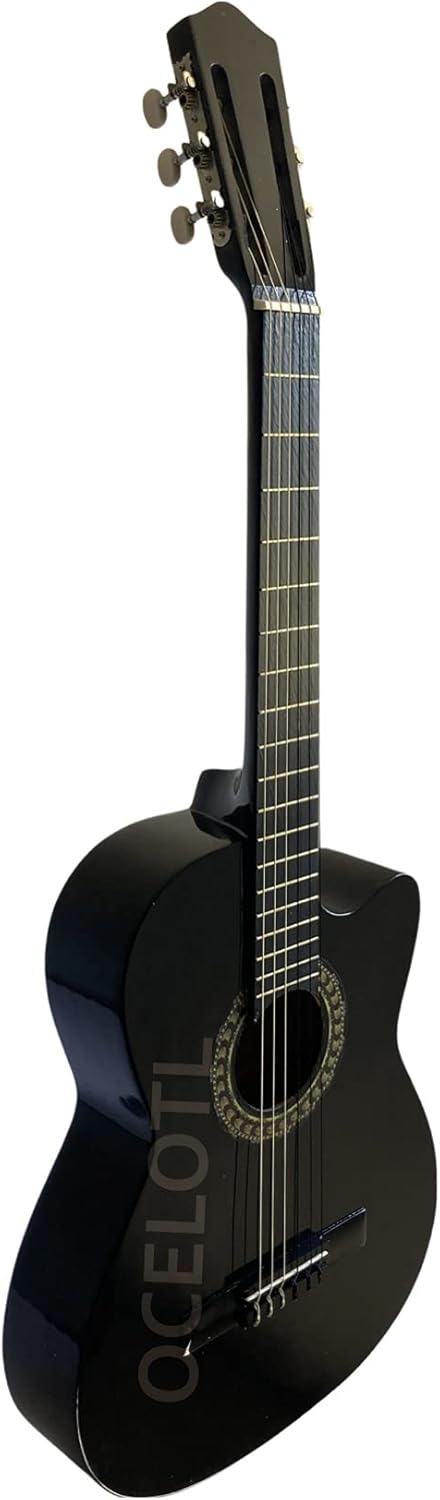 Guitarra Acústica Curva Ocelotl® Paquete Vital De Accesorios (Negro)