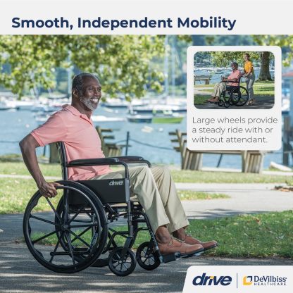 Drive Medical Silver Sport 1 silla de ruedas con brazos completos y reposapiés extraíble