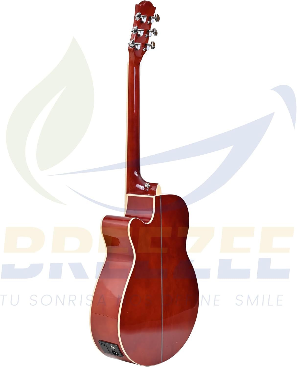 BREEZEE Guitarra Electroacústica de 40” Diseñada sobre Abeto, Merbau, Okume y Palisandro. Acabado de Barniz en Pulverización, Incluye Set de Accesorios Completo para Principiante