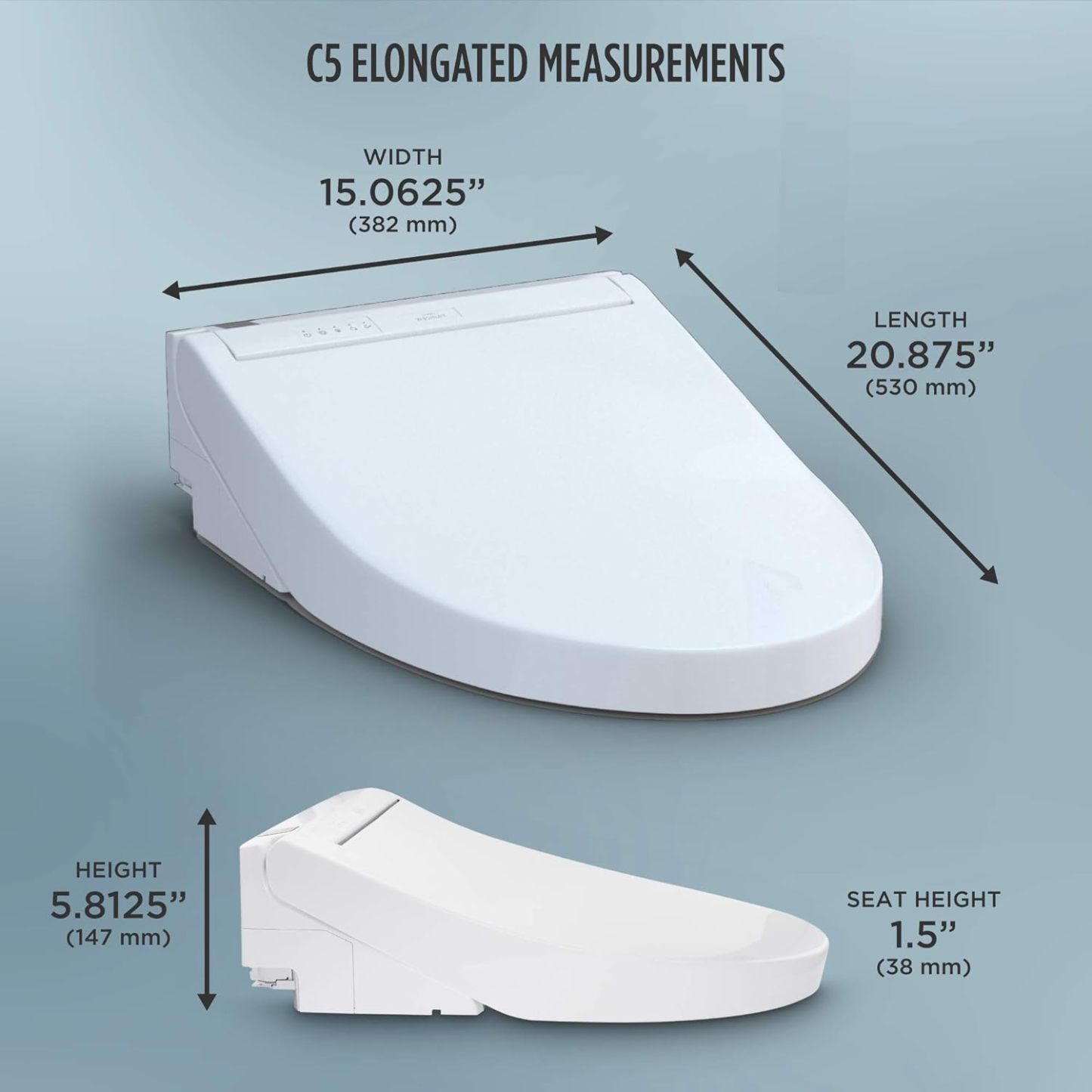 TOTO WASHLET C5 - Asiento de inodoro electrónico para bidé con limpieza PREMIST y EWATER+, alargado, algodón blanco, SW3084#01