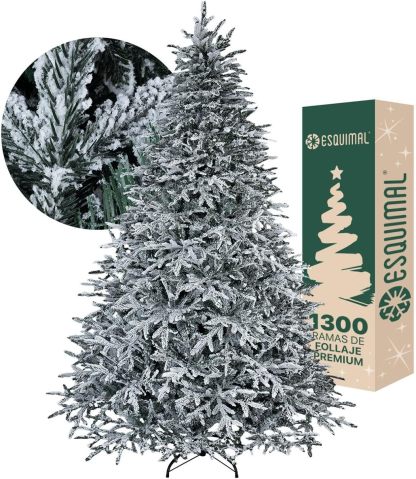 ESQUIMAL Árbol de Navidad Escarchado Ramas PVC y PE, Cedro del Himalaya Frondoso (Verde Nevado, 1.8 m)
