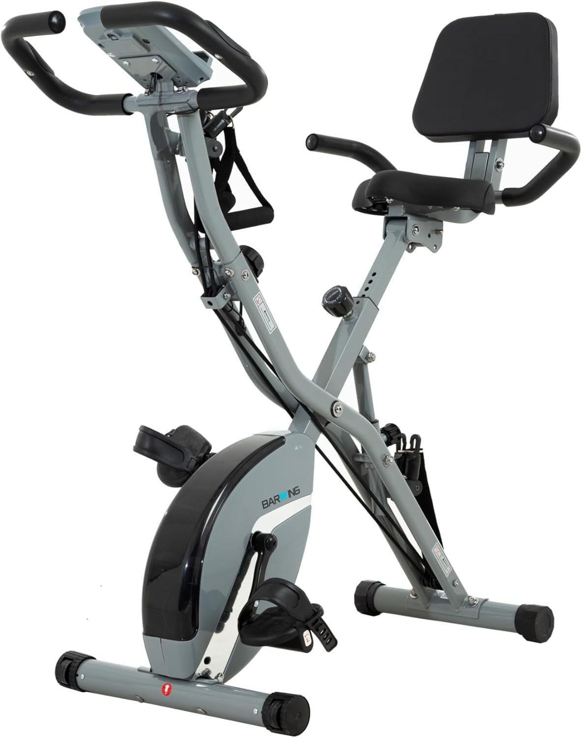 BARWING Home Fitness bicicleta de fitness fija 5 en 1 bicicleta interior plegable para ancianos capacidad 350lb, resistencia magnética de grado 16, respaldo del asiento ajustable