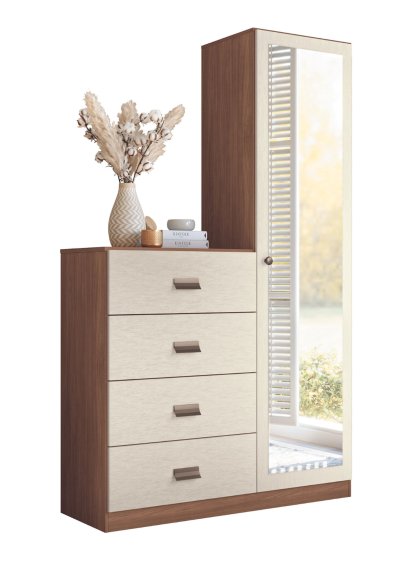 Cómoda Estilo 1 Puerta con espejo 4 Cajones