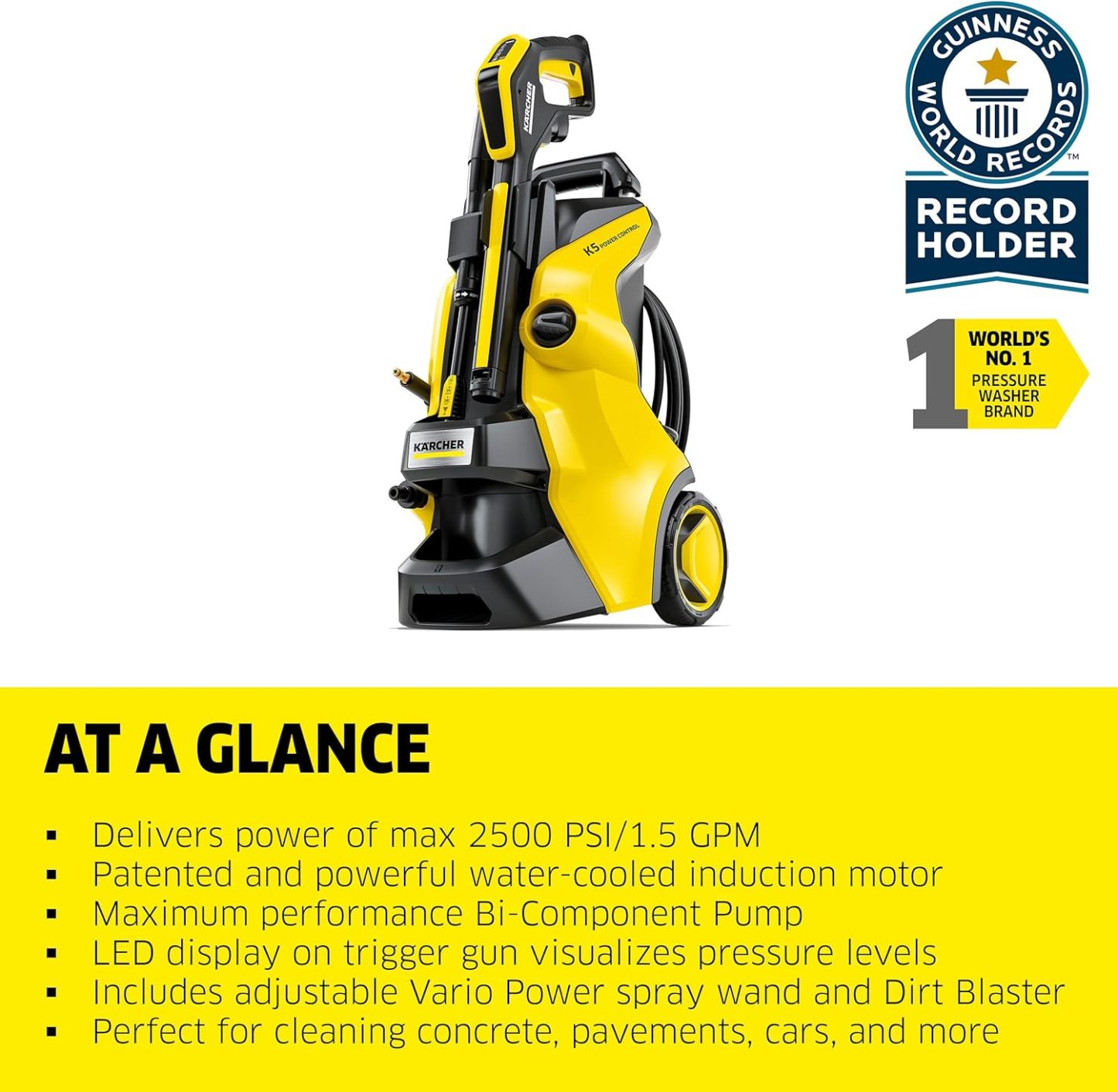Kärcher K 2 Power Control MAX 2000 PSI Lavadora a presión eléctrica con 2 Varillas de pulverización y Manguera de 26 pies, 1.45 GPM