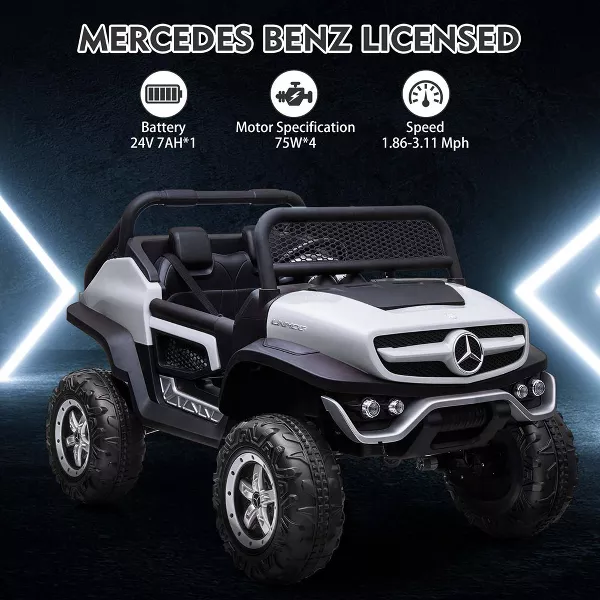Camión de paseo de 24V para niños, coche eléctrico de 2 plazas con licencia Mercedes Benz para niños pequeños, juguete para montar con Control remoto