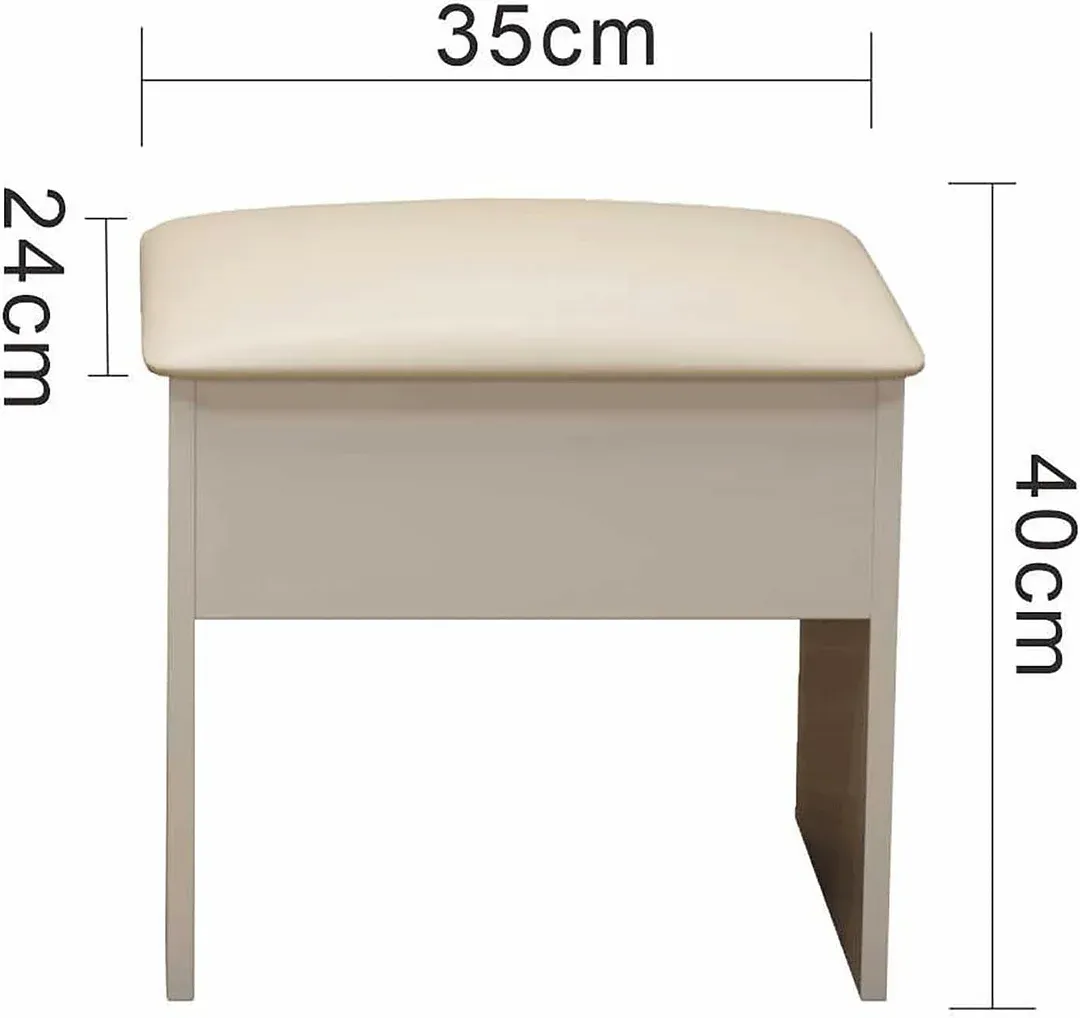 Tocador,Tocador de Maquillaje con Luces de Espejo, Vanity Tocador con 5 Cajones,Estantes de Almacenamiento,Taburete Acolchado, Tocador con 3 Estantes, Mesa de Maquillaje para Dormitorio Blanco