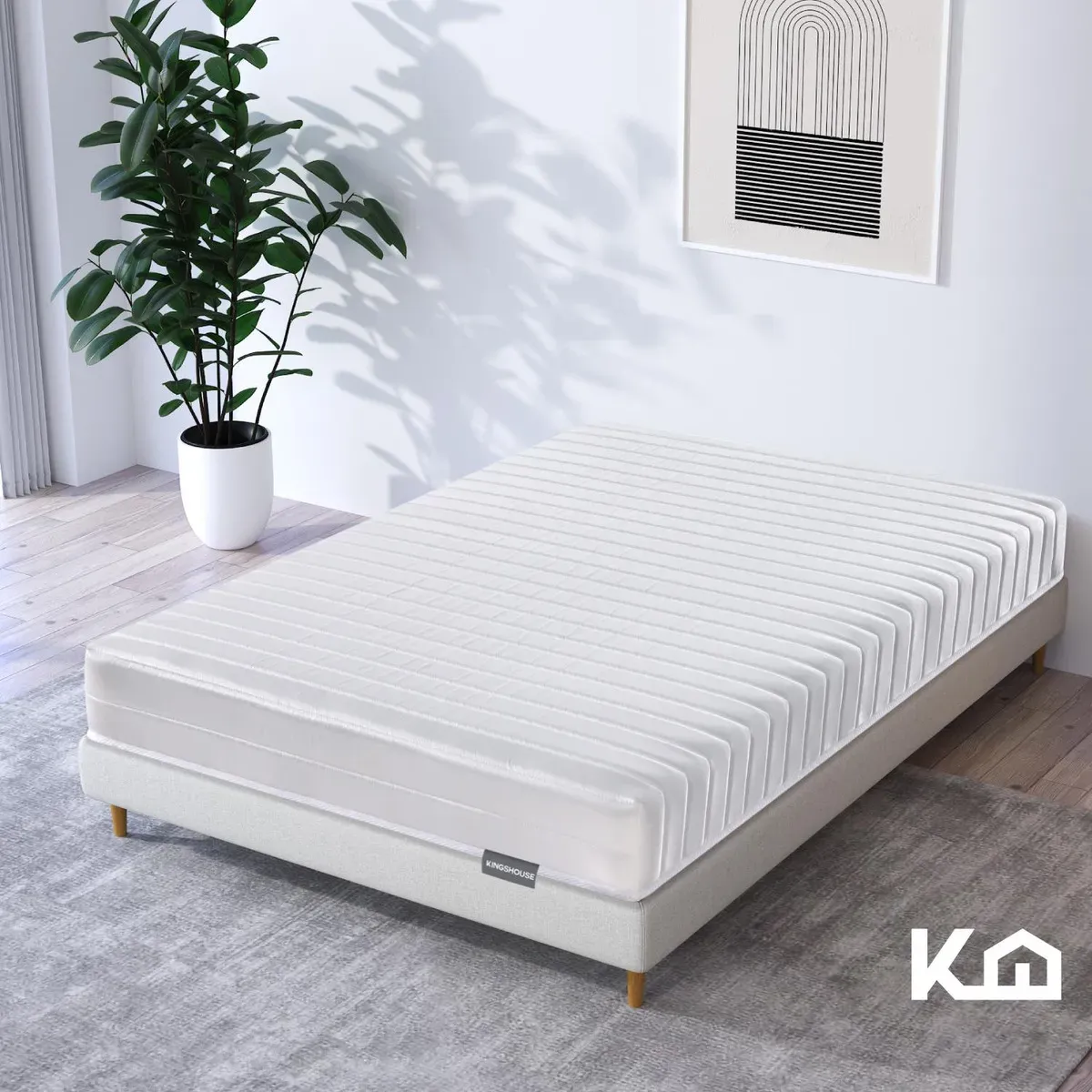 Colchon Individual En Caja Estructura De Resortes Blanco Kingshouse Espuma De Alta Densidad Memory Foam Antiacaros Hipoalergenico Peso Soportado 120kg Firmeza Comodidad Descanso Poliester