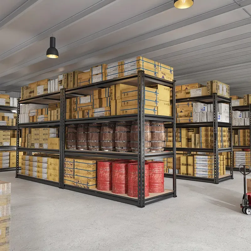 Estanterías de Almacenamiento de Garaje de 4 Niveles de Alta Resistencia - Ajustables, Fácil Montaje, Capacidad de 2000lbs, Metal Resistente a Arañazos con Tableros de MDF para Despensa, Armario y Más, Estante de Pie