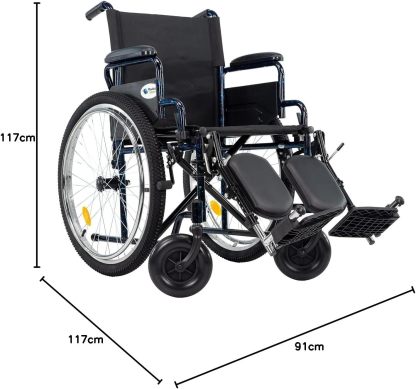 Medical Store Silla de Ruedas TODO TERRENO de Lujo, Modelo 101, Acero Resistente, Con Eleva piernas Desmontables y Descansabrazos Abatibles Color Rojo.…