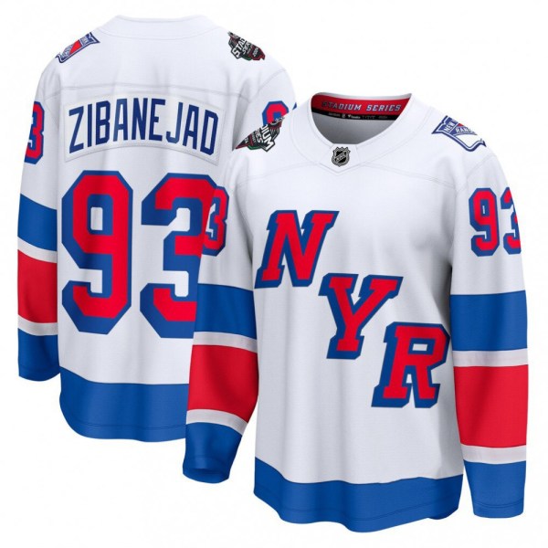 Men's New York Rangers Mika Zibanejad White 2024 NHL Stadium Series B…