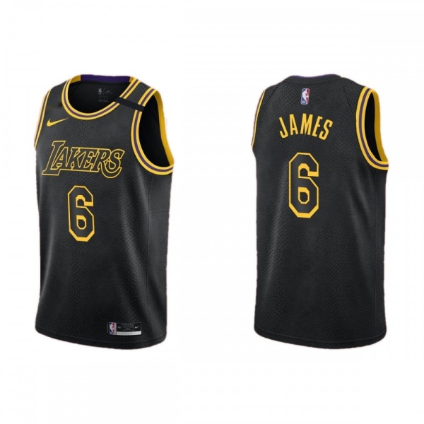 Men's Los Angeles Lakers LeBron James #6 Black Jersey - City Edition