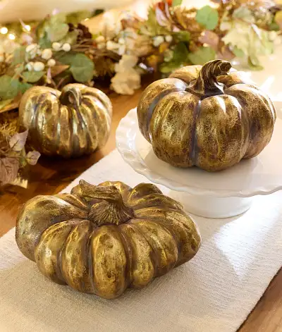 Bronzed Tabletop Pumpkin Set