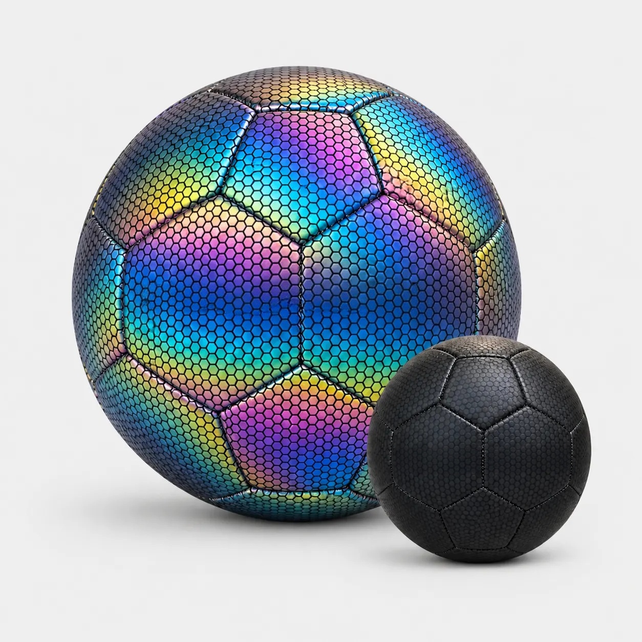 Reflective Holographic Soccer Ball Size 5 - Luminous PU Leather for Flash Photos & Videos (Pump Included)