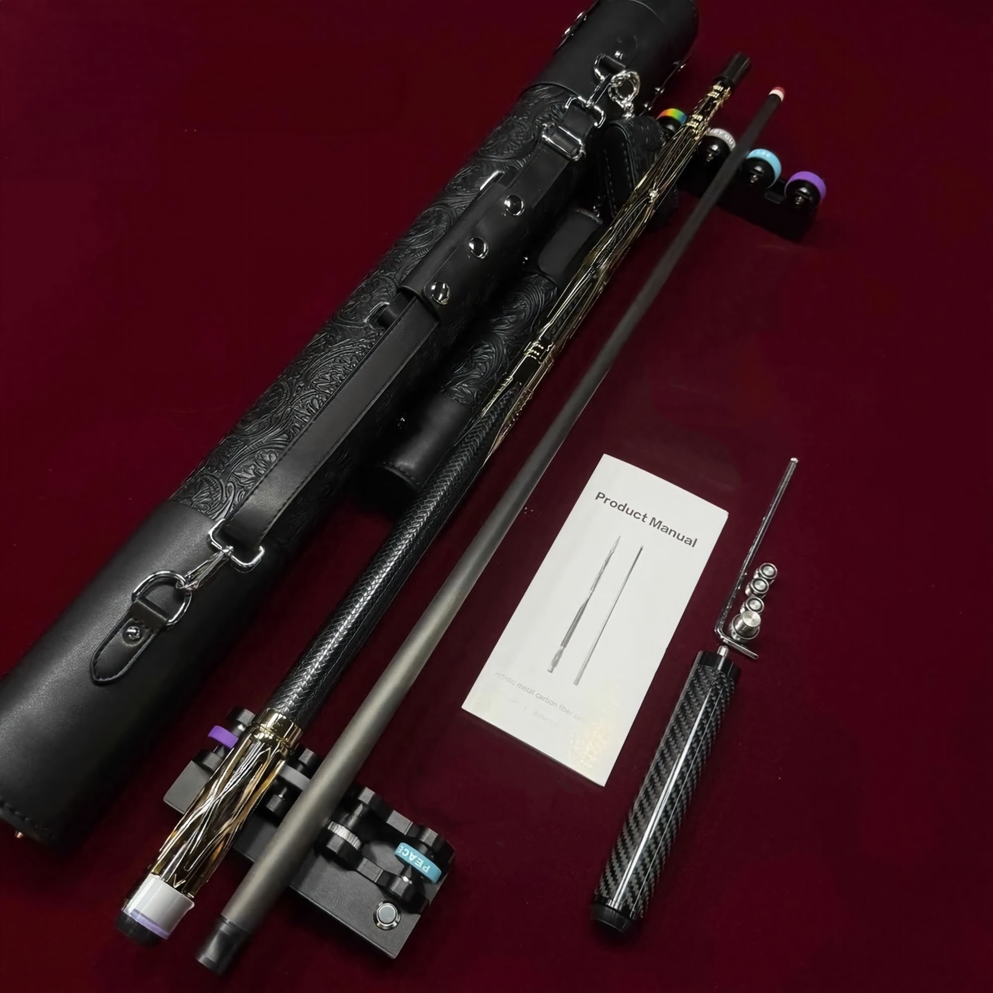 Pro-Grade Carbon Fiber Pool Cue with Case – Adjustable Weight, 3 Tip Sizes (10.5/11.8/12.5mm)