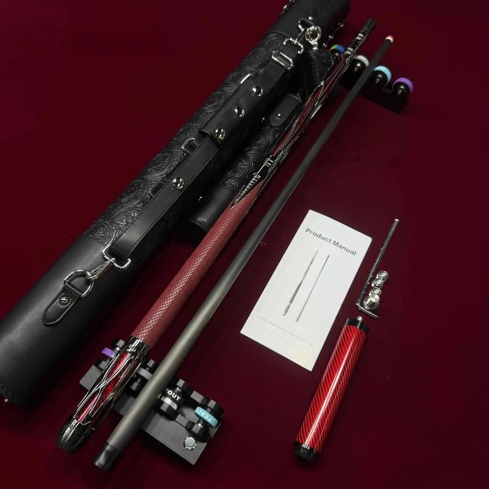 Pro-Grade Carbon Fiber Pool Cue with Case – Adjustable Weight, 3 Tip Sizes (10.5/11.8/12.5mm)